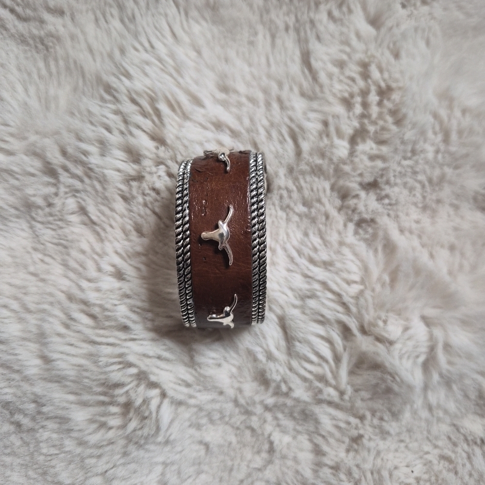 Brown Leather Bracelet with Silver Accents - Picture 2 of 12